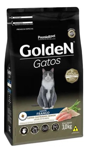 Ração Golden Gatos Castrados Senior Frango 1kg