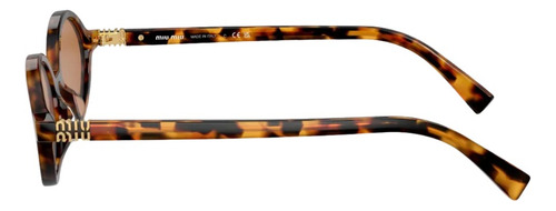 Óculos De Sol Miumiu Havana Feminino 0mu 04zs Lente Marrom Desenho Liso