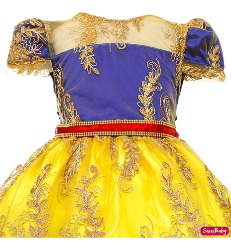 Vestido Infantil Branca De Neve Realeza Super Luxo 1 A 3