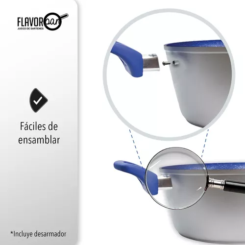 Juego Sartenes Stone Antiadherentes Tefal Zafiro Flavor Pan