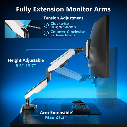 Brazo De Monitor Wali Heavy Duty Para Pantallas De Hasta 49