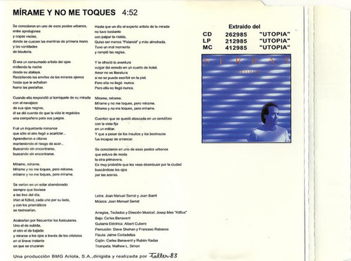 Cd Mirame Y No Me Toques (joan Manuel Serrat) Estándar
