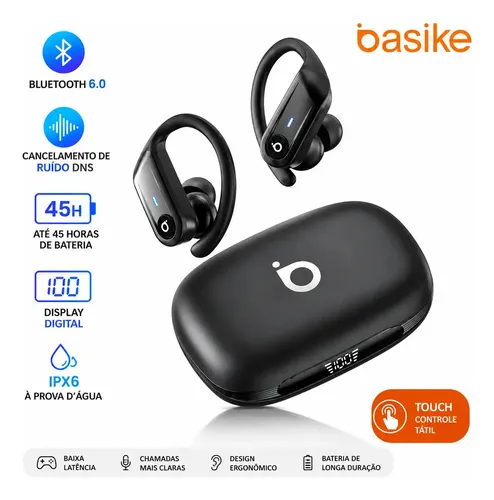 Fone de Ouvido TWS Basike Ba-FON318 Sem Fio Com Cancelamento De Ruído e Bluetooth 6.0