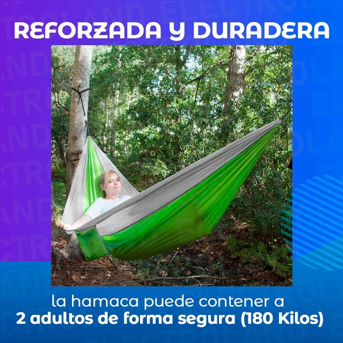 Imagen 5 de 10 de Hamaca Tipo Paraguaya Camping Supervivencia Tela Paracaídas