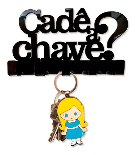 Porta Chaves De Parede Decorativo Frase Cade A Chave 16x12 