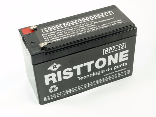 Bateria Risttone De Gel 12v 7 Amper/h Recargable P/alarmas.