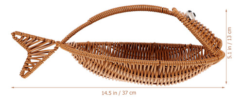 Cesta De Almacenamiento De Mimbre Con Forma De Pez