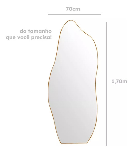 Espelho Orgânico Corpo Inteiro 170x70 Couro Led Frontal 220v