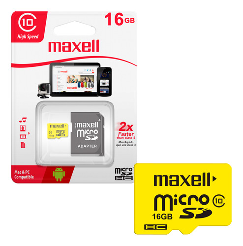 Tarjeta De Memoria Microsd 16gb Maxell + Adaptador 90mb/s