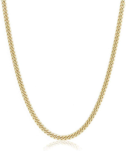 Gold Chain Necklace, 3mm Miami Cuban Curb Chain Necklace Pla