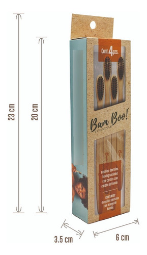 4 Pack Cepillo De Dientes Con Carbón Activado Bam Boo!