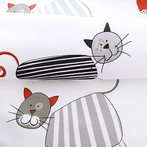 Cortinas de Baño Poliéster Impermeable y Resistente de Moho 180x200cm con 12 Ganchos Gatos