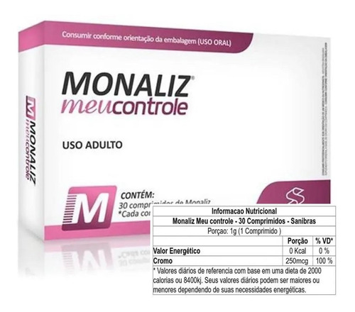 Monaliz Meu Controle 30cps - Sanibras Sabor Without flavor