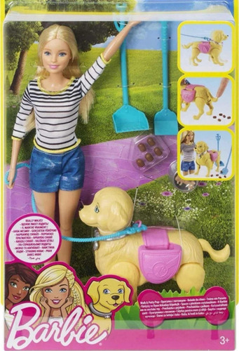 Muñeca Barbie Paseo De Perrito Mattel Nueva 956k