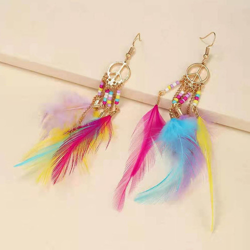 Para Pendientes De Plumas De Colores Para Mujer, Borlas,