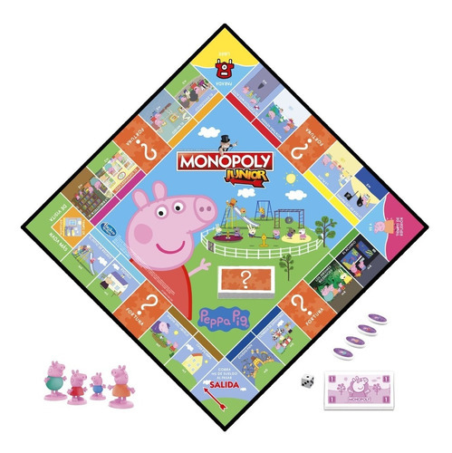 Imagen 4 de 9 de Juego de mesa Monopoly Junior Peppa Pig Hasbro F1656