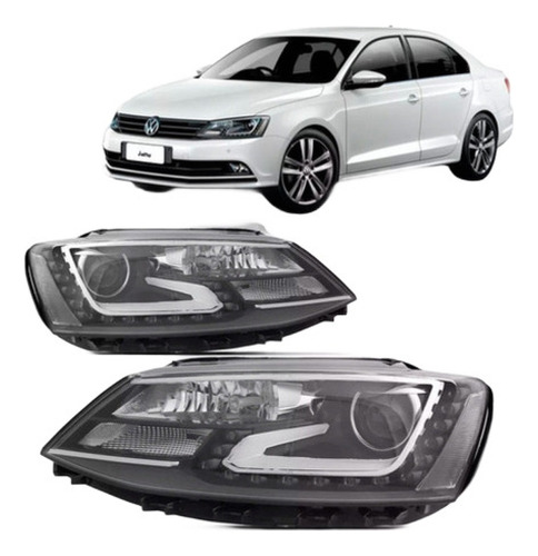 Par Farol Jetta 11 A 17 C/ Projetor C/ Angel Eyes C/ Led