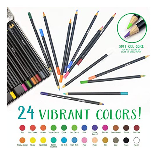 Lápices De Colores Núcleo Suave En Lata Regalo 24 Unidades