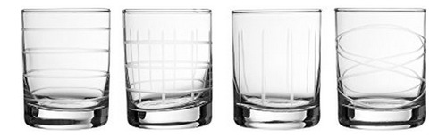 Juego De 4 Vasos Antiguos Weston Grabados Fifth Avenue Cryst