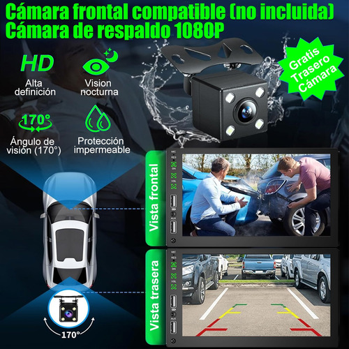 Estéreo 1din Hd 7inch Táctil Bluetooth Mirrorlink Con Cámara