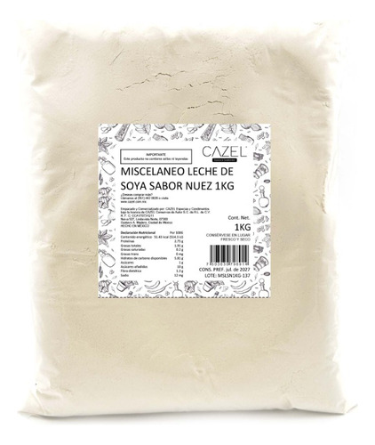 Leche De Soya En Polvo Sabor Nuez 1kg