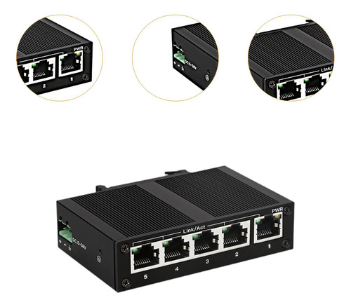 Conmutador Ethernet Hub De Red 10/100mbps Din Rail 1gbps