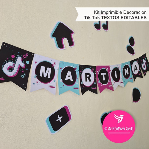Imagen 2 de 9 de Kit Imprimible Decoración Candy Bar Tik Tok Textos Editables