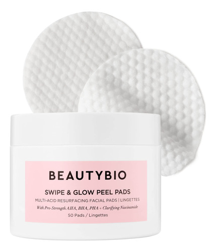 Beautybio Almohadillas Exfoliantes Swipe & Glow. 50 Toallita