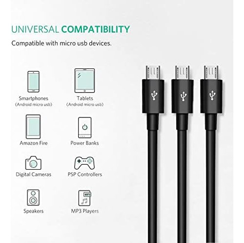 Herfair Cable Divisor Micro Usb - Cable De Carga Micro Usb 3