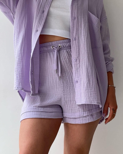 A Conjunto De 2 Piezas De Lino Y Algodón Para Mujer, Camisa