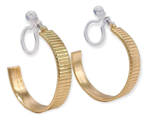 Aros Sin Perforacion Argollas Hoop Clip Invisible Bañado Oro