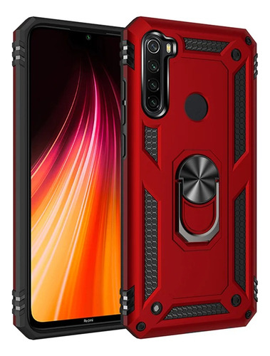 Funda Para Redmi Note Xiaomi Antigolpes Con Anillo Magnético Rojo Redmi 9c