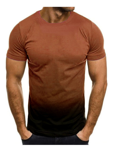 Camiseta Delgada E Para Hombre, Color En Contraste, Camiseta