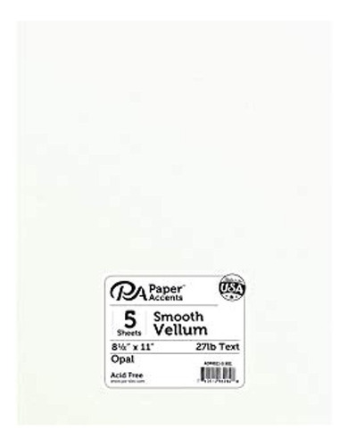 Paper Accents Vellum 8.5x11 27lb Opal 5pc