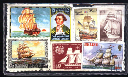 50 Estampillas Barcos Diferentes Mundiales Seleccionados