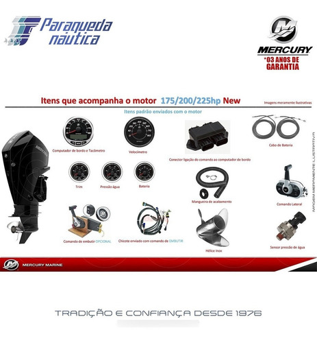 Imagem 9 de 10 de Motor De Popa Mercury 4 Tempos 200hp L Efi V6 Dts Preto