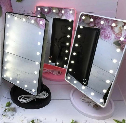 Espejo Led Pantalla Touch Espejo De Luz Maquillaje Marco Negro