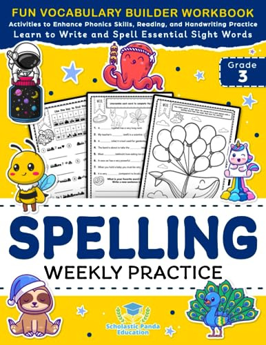 Book : Spelling Weekly Practice For 3rd Grade Vocabulary...