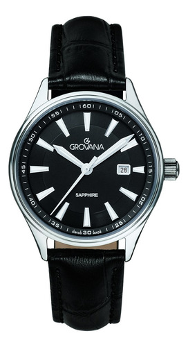 Reloj Grovana St. Andrews Lady 3194.1537 Clásico Zafiro Negro Plateado Negro