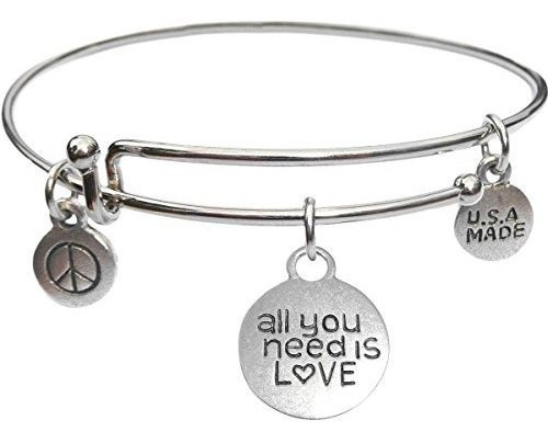 Brazalete - Bangle Bracelet And All You Need Is Love Charm