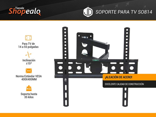 Imagen 2 de 8 de Soporte Para Tv Jd Modelo So814 De 32 A 60 Pulgadas Cuota -*
