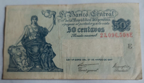 Billete 50 Centavos Moneda Nacional Serie E