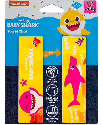 Pinkfong Mommy Baby Shark Para Toallas Con Pinzas, Color Ama