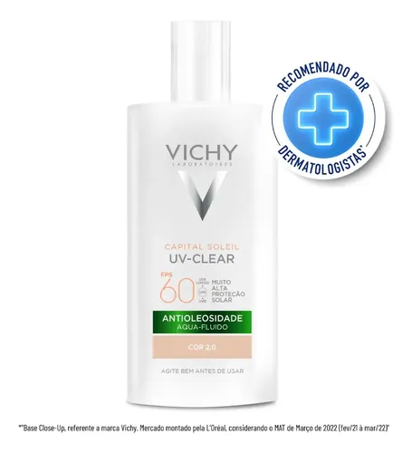 Protetor Solar Facial Antioleosidade Toque Seco, Fps 60, Reduz Acne E Poros Acabamento Invisível Com Niacinamida E Ácido Salicílico, Cor 2.0, Capital ...