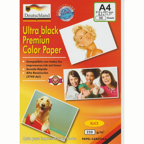 Papel A4 Negro 220grs 50 Hojas