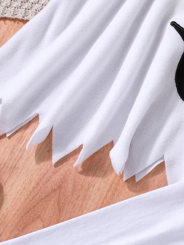 Disfraz De Halloween Para Bebés Y Niñas, Capa Blanca De Fantasma Con Capucha, Parte Superior Negra, Pantalones Largos, Ropa De Cosplay