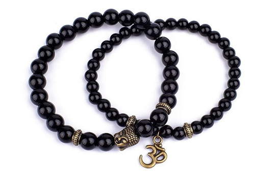 Ruztik | Set 2 Pulseras Piedra Ónix & Buda 8mm + Namaste Set
