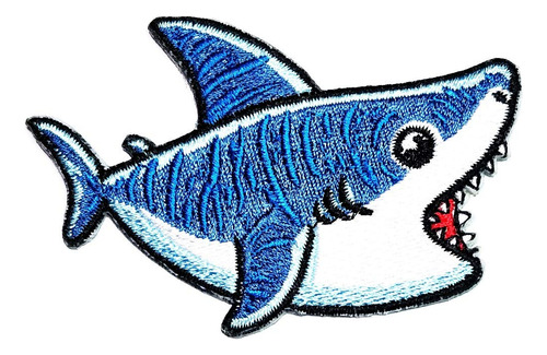 Lindo Parche Bordado Delicado Dibujo Animado Tiburon Pez