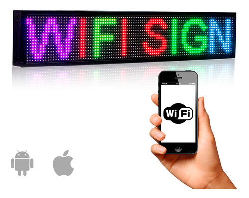 Cartel Led Programable Wifi Celular Vidriera Multicolor Rgb