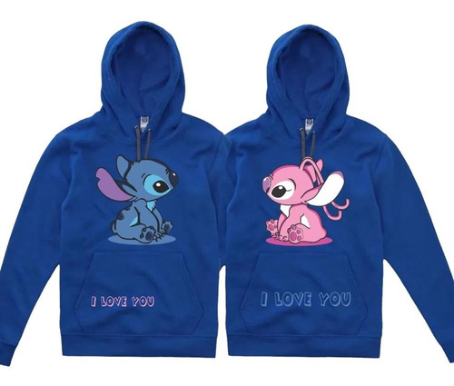 Sudaderas Suéter Parejas Novios Dúo Amor Stitch Y Ángel Love